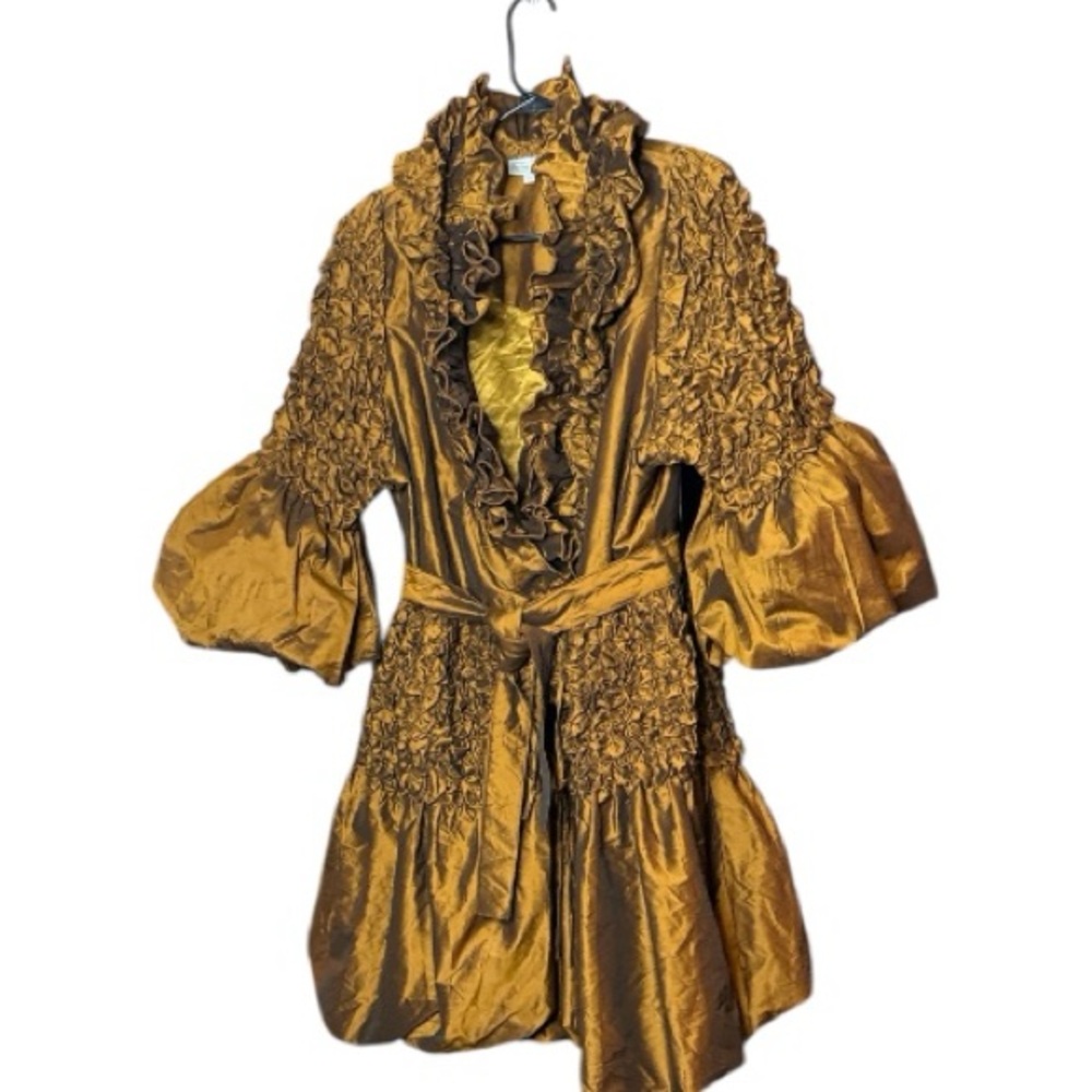 Chez Vouz de France Bronze Ruffled Coat Dress Ruffled Victorian 2X - Picture 4 of 5